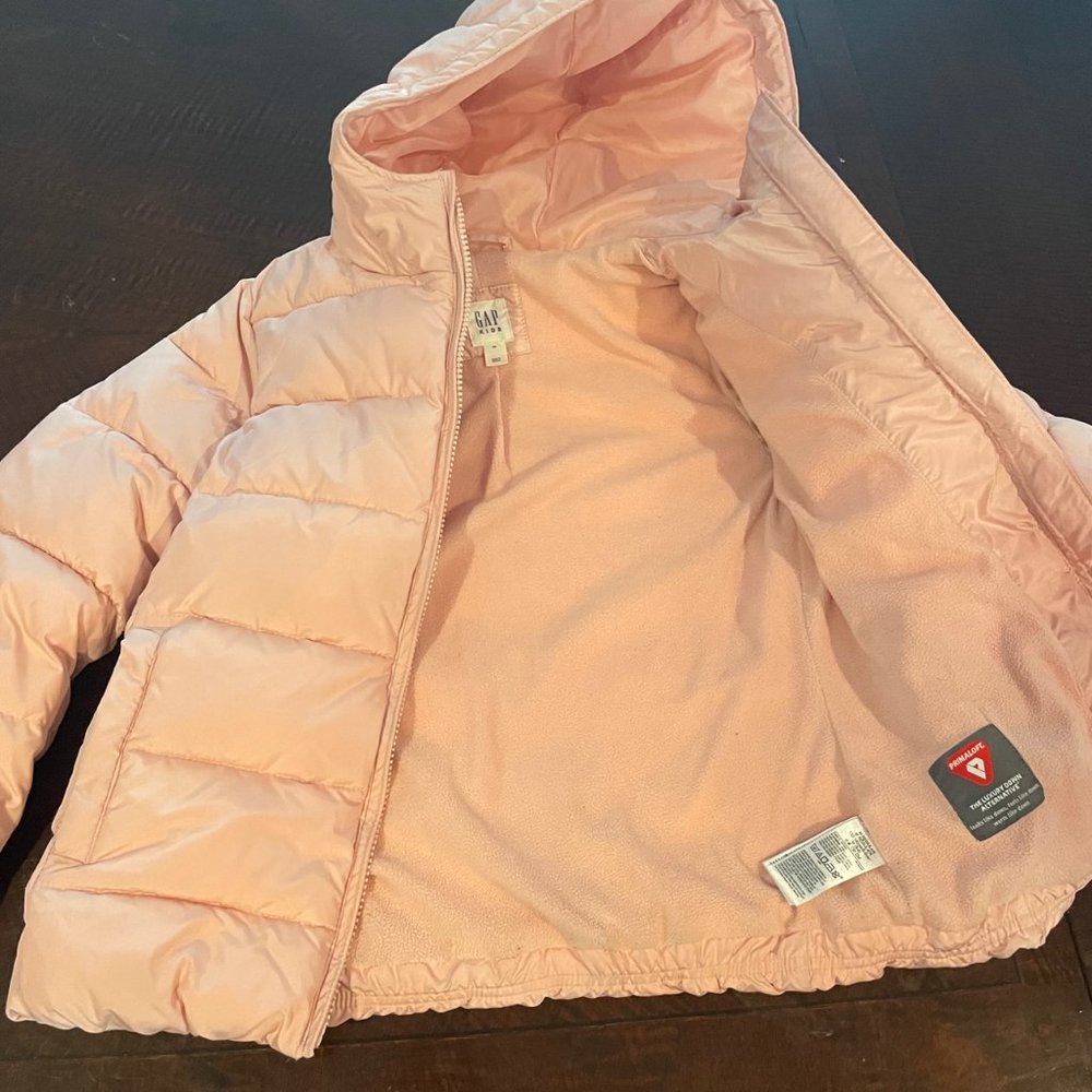 GAP Kids ColdControl Max Puffer Zip Hood Size Medium Soft Pink - Picture 7 of 11